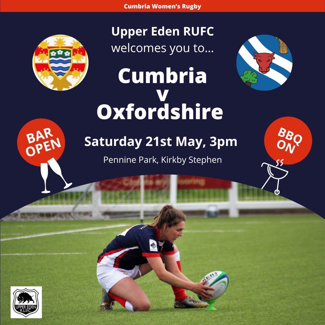 upperedeneagles's tweet photo. BIG DATE FOR YOUR DIARIES… 🏉
Next weekend, @EdenRufc are hosting @CumbriaWomensRU game against @OxfordshireRFU. 

Bar open from 12.30pm and BBQ will be on later 🥂🍔 Everyone welcome so come along, make an afternoon of it, and give your support to our County players!
@CumbriaRU https://t.co/6jPNN8tZM0