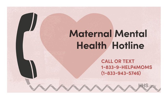 Center_4thcare's tweet photo. 24/7 hotline for moms who are struggling now available in English and Spanish by call or text. #maternalmhmatters #postpartum #4thtrimester #fourthtrimester #postpartumdepression #c4tc #centerfor4thtrimestercare #newmom #newbaby #MMHweek https://t.co/0KSMkgxCN3