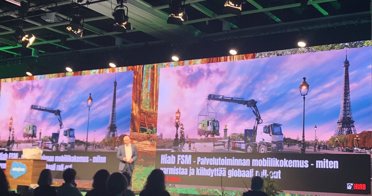 EllaHaapiainen's tweet photo. Kenttähuollon ratkaisu kehitetään käyttäjien kanssa. Plus data, käytön sovittaminen tarpeisiin ja reaalielämän prosessin yksinkertaistaminen on onnistumisen ytimessä kertoo @Cargotec Sami Autero. #salesforcelivehelsinki #fieldservice #kenttähuolto @SalesforceFI https://t.co/SiV3m1CDMJ