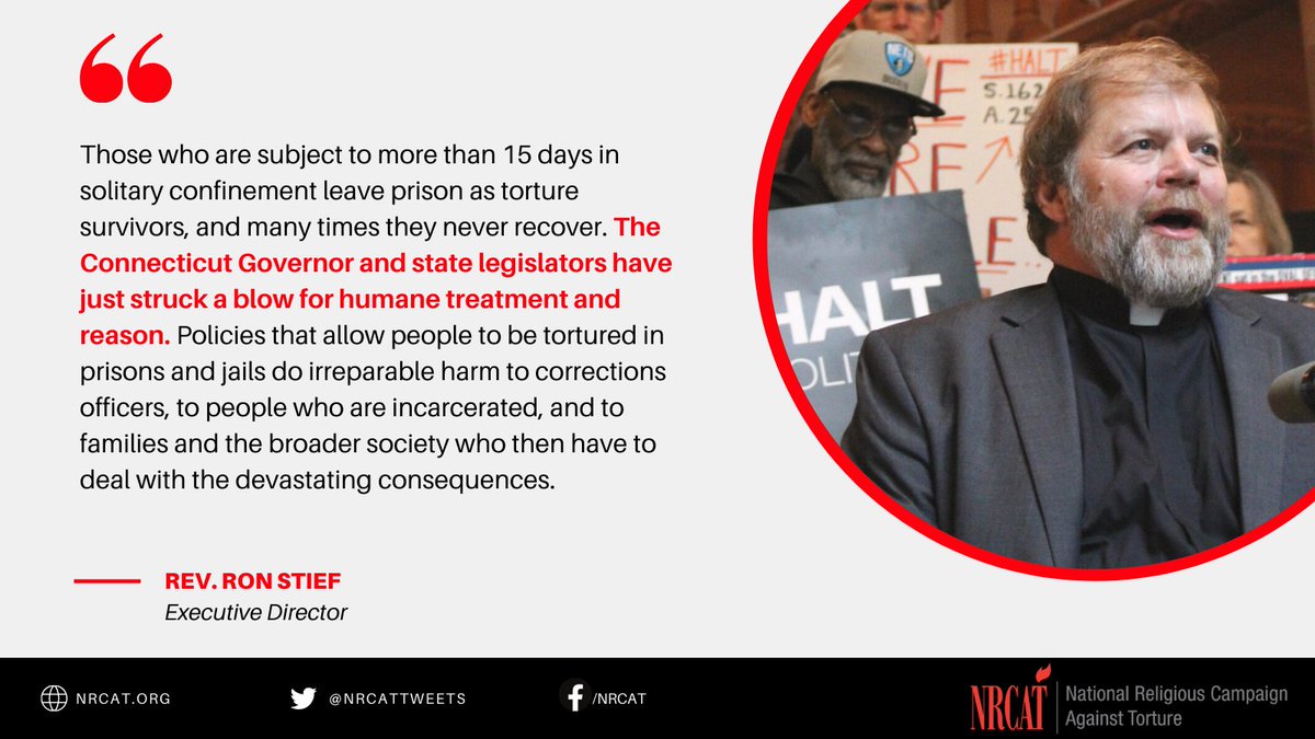 NRCATtweets's tweet photo. National Faith Coalition Applauds Connecticut Governor Ned Lamont for Signing Legislation to End Long-Term Solitary Confinement in the State - https://t.co/1J3yxknwVj Congratulations @stopsolitaryct on your tireless efforts to get to this day. https://t.co/R8ww87tkQX