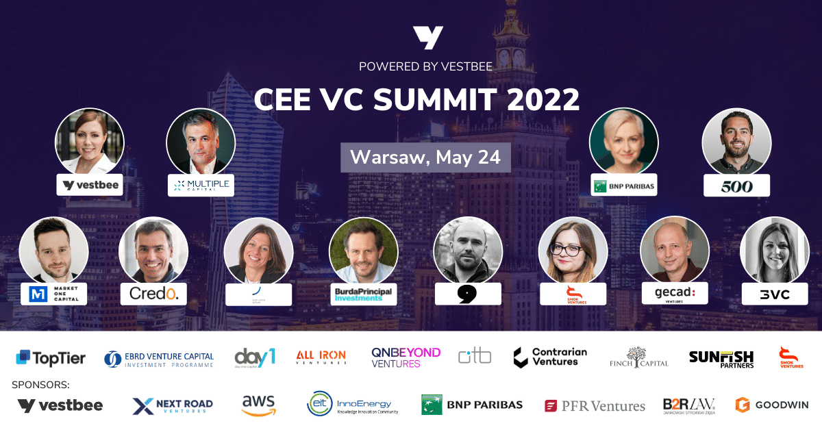 vestbee_com's tweet photo. CEE VC Summit 2022- the largest invitation-only event for VC fund managers and selected LPs in CEE is coming to Warsaw on May 24!
Details https://t.co/dt5ER1aQgr
Special thanks to sponsors: @BNPParibas_PL, @NextRoadVC, @InnoEnergyEU, @awscloud, B2R Law, @goodwinlaw, @PFRInnowacje https://t.co/PI5sRM8d0A