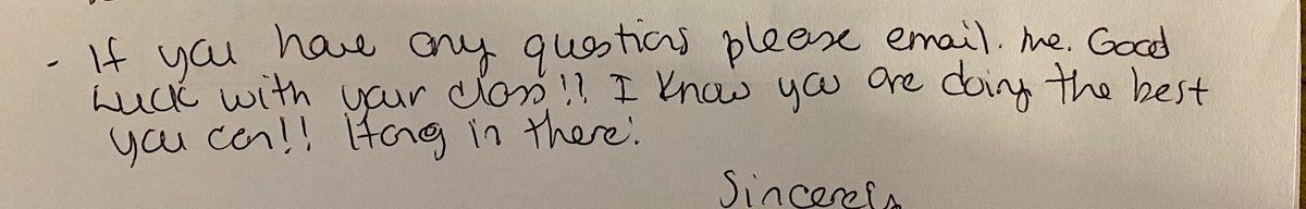 When your sub leaves you “hang in there” notes…