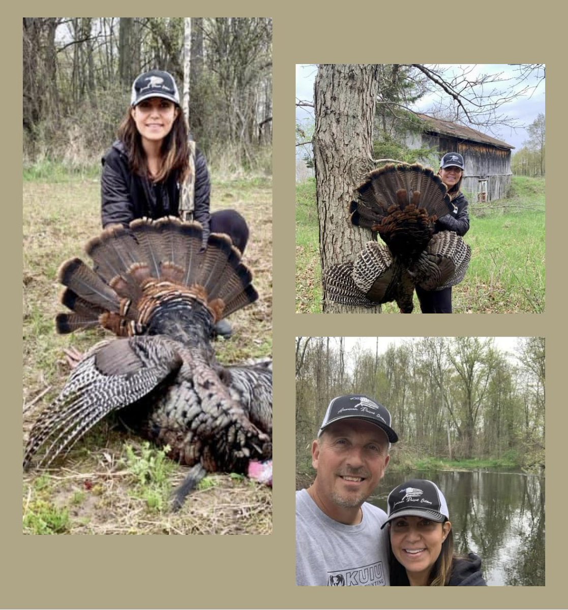 LeAndraChamp's tweet photo. Thanks to @champbuck for all you do to make these moments happen & thanks to @raised_outdoors for my new turkey hat!#turkeydown #momhunts https://t.co/yVKFkIL1Ns