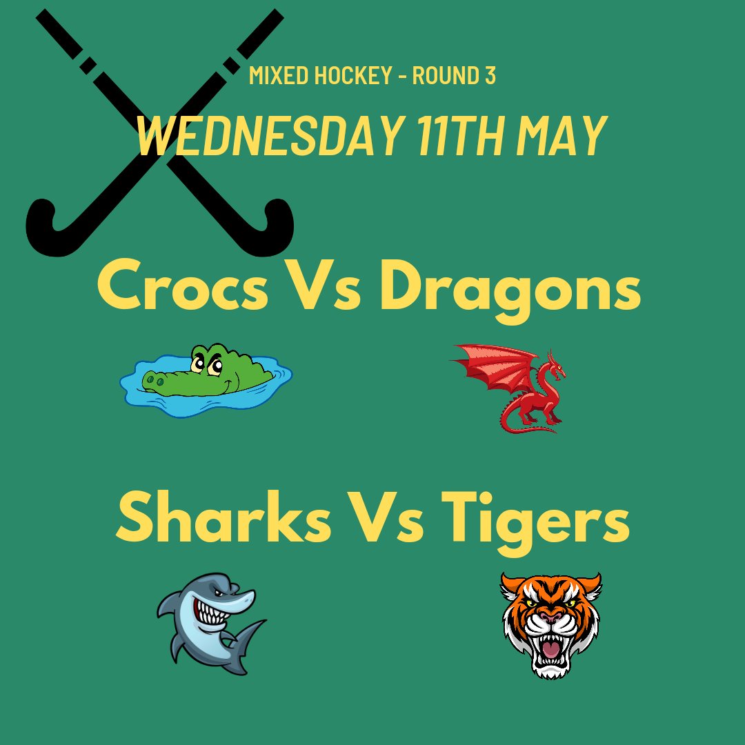 LomondSport's tweet photo. It's that time of the week again! Who is excited for Round 3 of our Mixed Hockey #Summer6s?👋 #TeamCrocs #TeamDragons #TeamSharks #TeamTigers https://t.co/SwEliNlQNZ