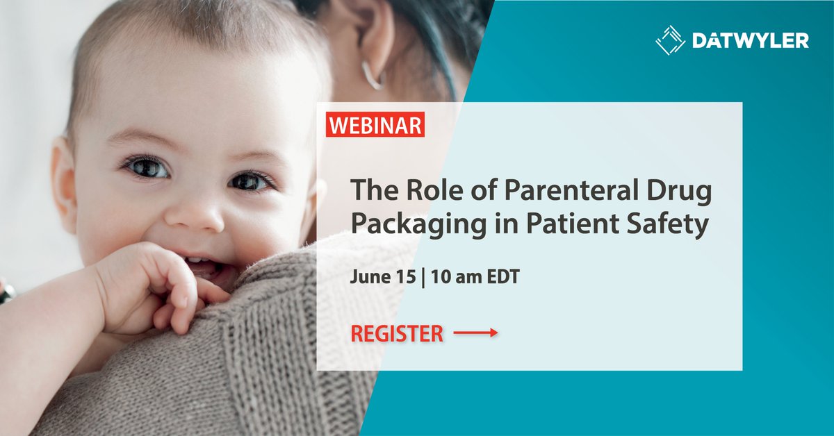 Next month, join Datwyler for a webinar on The Role of Parenteral Drug Packaging in Patient Safety. Click the link to register > bit.ly/3Pfh2ba #patientsafety #drugdevelopment #webinar