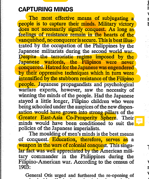 YearoftheMonSy's tweet photo. When colonizing the Philippines, the Americans swiftly established the public school system. Not to "help" us, but to "capture" our minds. Americanized Filipinos won't know they're being oppressed, and won't fight back.

Same strategy under this dictatorship. #NoToMarcosDuterte! https://t.co/j6PlueHTVJ