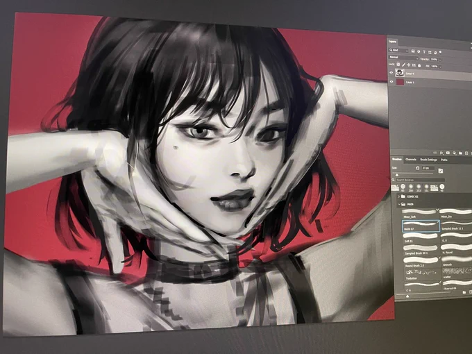 I think I have created my favorite brush so far. The whole sketch is made with the same one, I love it.

I will finish this drawing on Twitch in a few days :) 