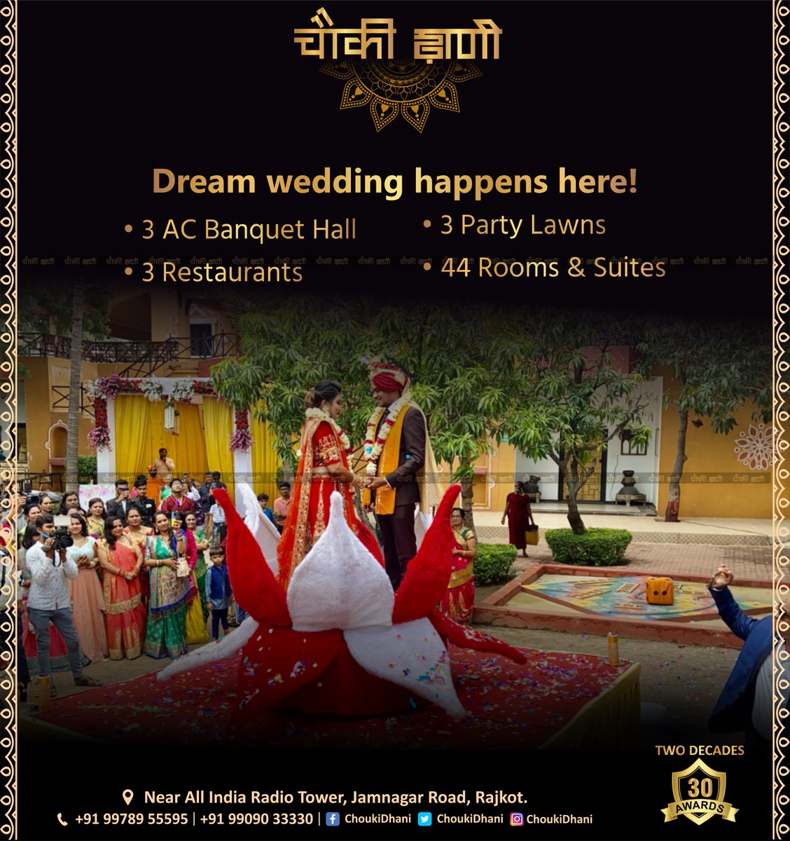 ChoukiDhani's tweet photo. Dream wedding happens here!

#Choukidhani #WeddingBell #DreamWedding #LapOfRoyalty #gujjugram #rajkotian #gujjupost #rajkot #rajkot_diaries #rajkotinstagram #rajkotnews #ourrajkot #rajkotgujarat #rajkotianLoko #rangilurajkot #DestinationWedding #DreamComeTrue https://t.co/Qaizzk7KX9