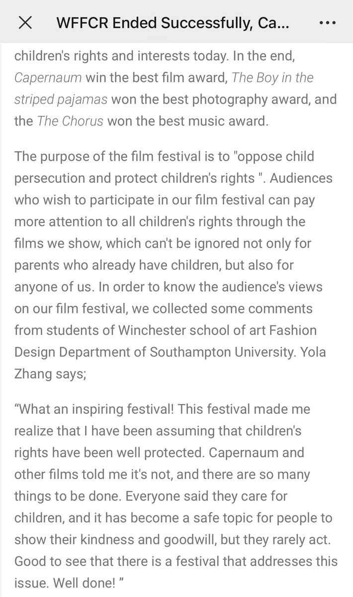 WFFChildRight's tweet photo. #wffcr WFFCR ended successfully! Click to see the new report about more details! #Childcare #ChildrenRight #childrenrights #FilmFestival #childrensmentalhealthweek https://t.co/WOjM3T4GnZ