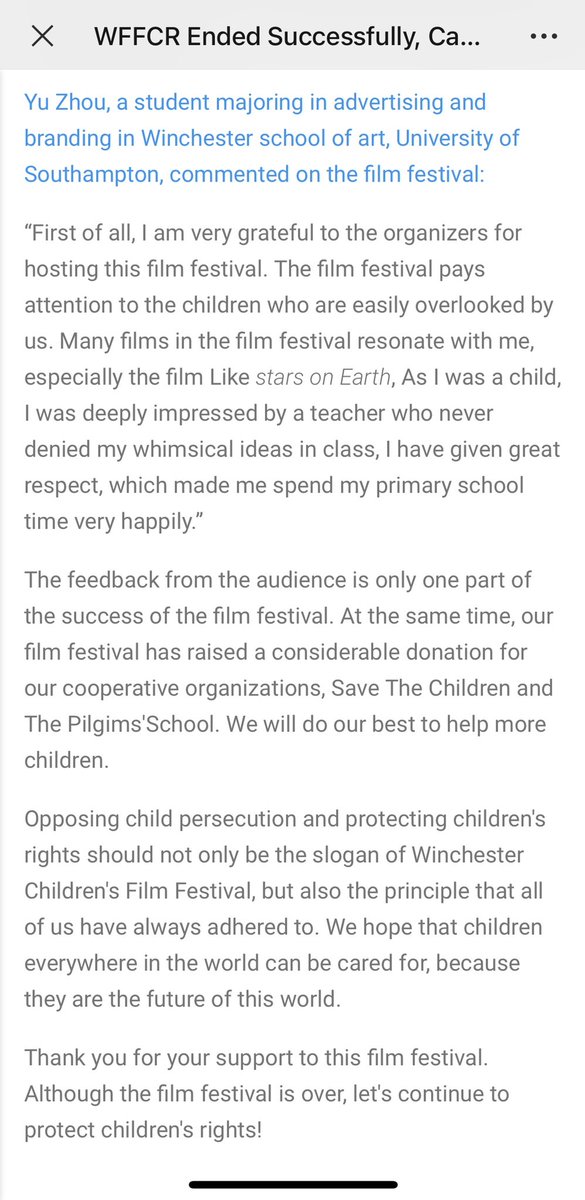WFFChildRight's tweet photo. #wffcr WFFCR ended successfully! Click to see the new report about more details! #Childcare #ChildrenRight #childrenrights #FilmFestival #childrensmentalhealthweek https://t.co/WOjM3T4GnZ