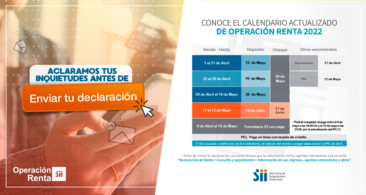 SII on Twitter "[CALENDARIO OPERACIÓN RENTA] Conoce las fechas del