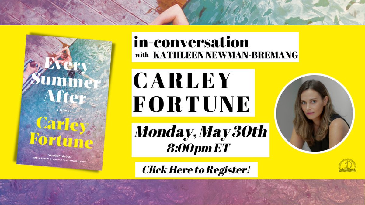 Join us May 30th for this free event with author Carley Fortune! We have copies of Every Summer After in stock! Here is the registration link: bit.ly/395EMOD
