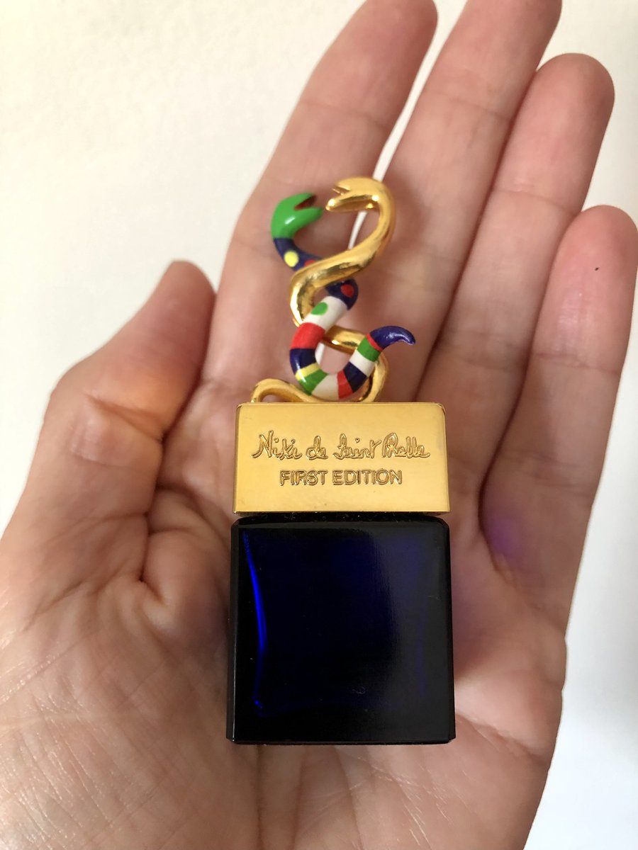SigneYberg's tweet photo. @rachsyme An empty, vintage bottle of perfume, with just enough sticky, evaporated residue inside of it to imagine what it must have smelled like in 1982. https://t.co/cqSfijVQam
