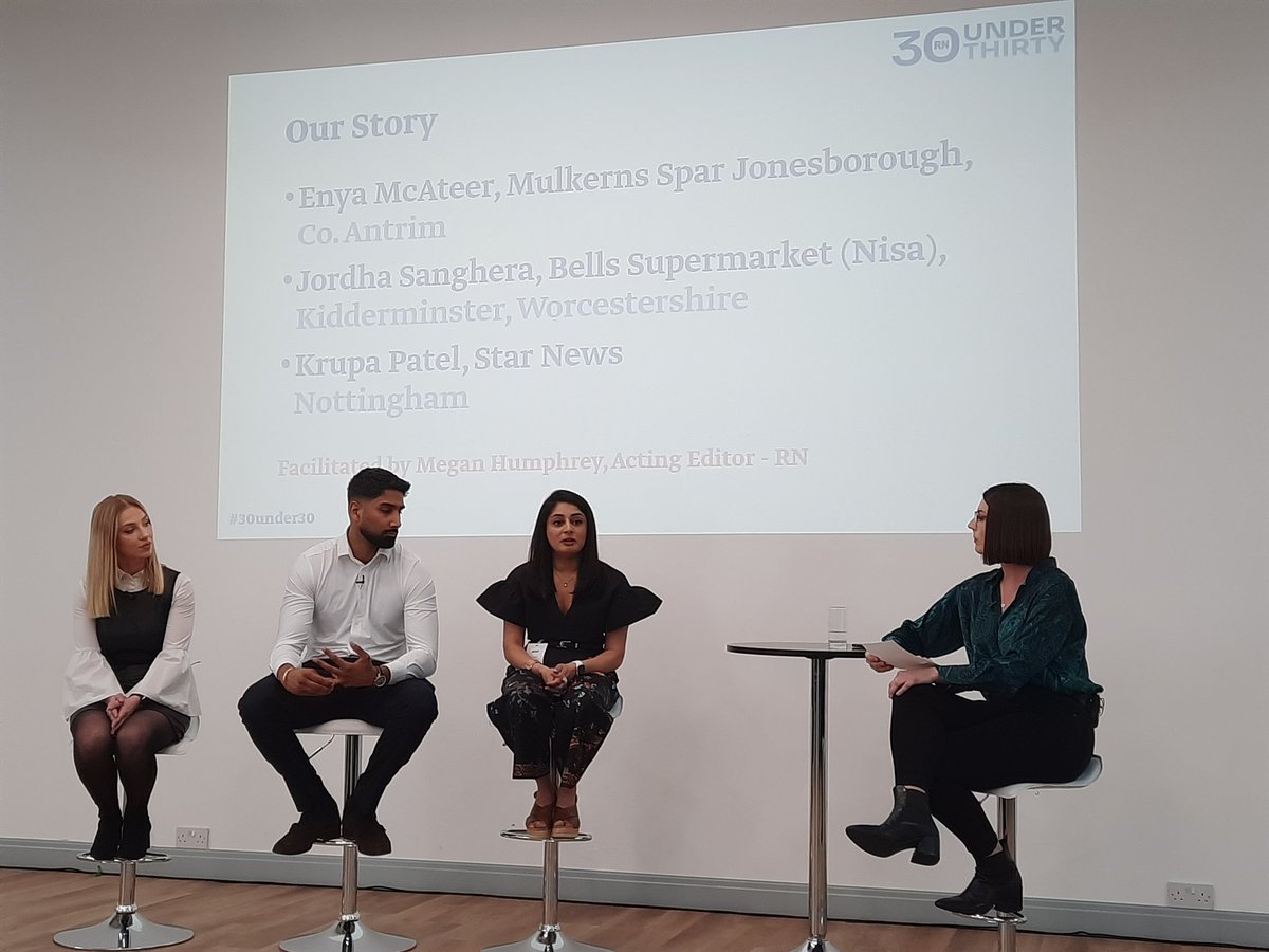 ThisIsRN's tweet photo. Meet the absolutely fantastic retailers on the panel at our RN 30 Under Thirty event - Enya McAteer, Jordha Sanghera and Krupa Patel ⭐⭐⭐Currently discussing the importance of valuing staff, motivating them and retaining them #RN30under30 #teamwork https://t.co/PckguJyASU