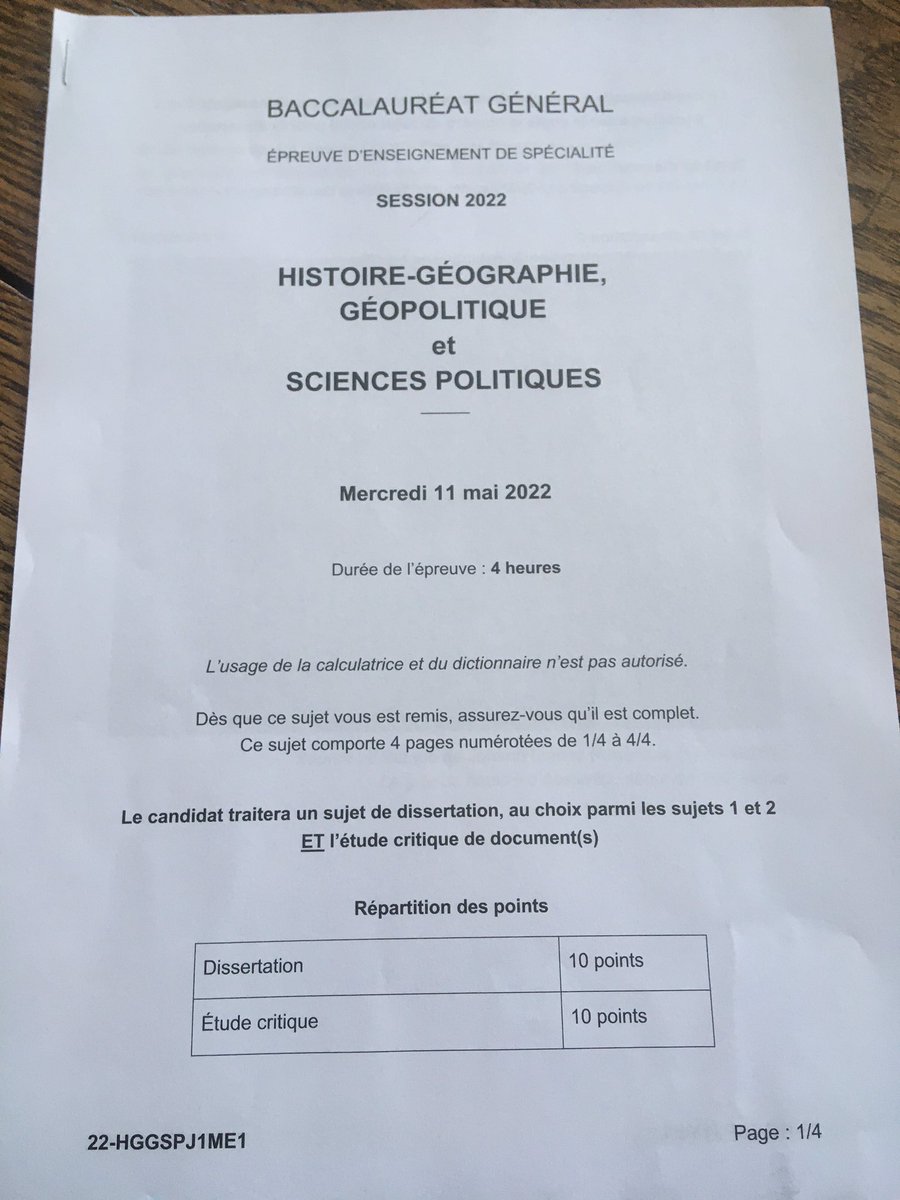 AlazardJ's tweet photo. Pour les collègues inquiets des sujets, voici le sujet 2022!  #HGGSP https://t.co/3DdOGnJxgA