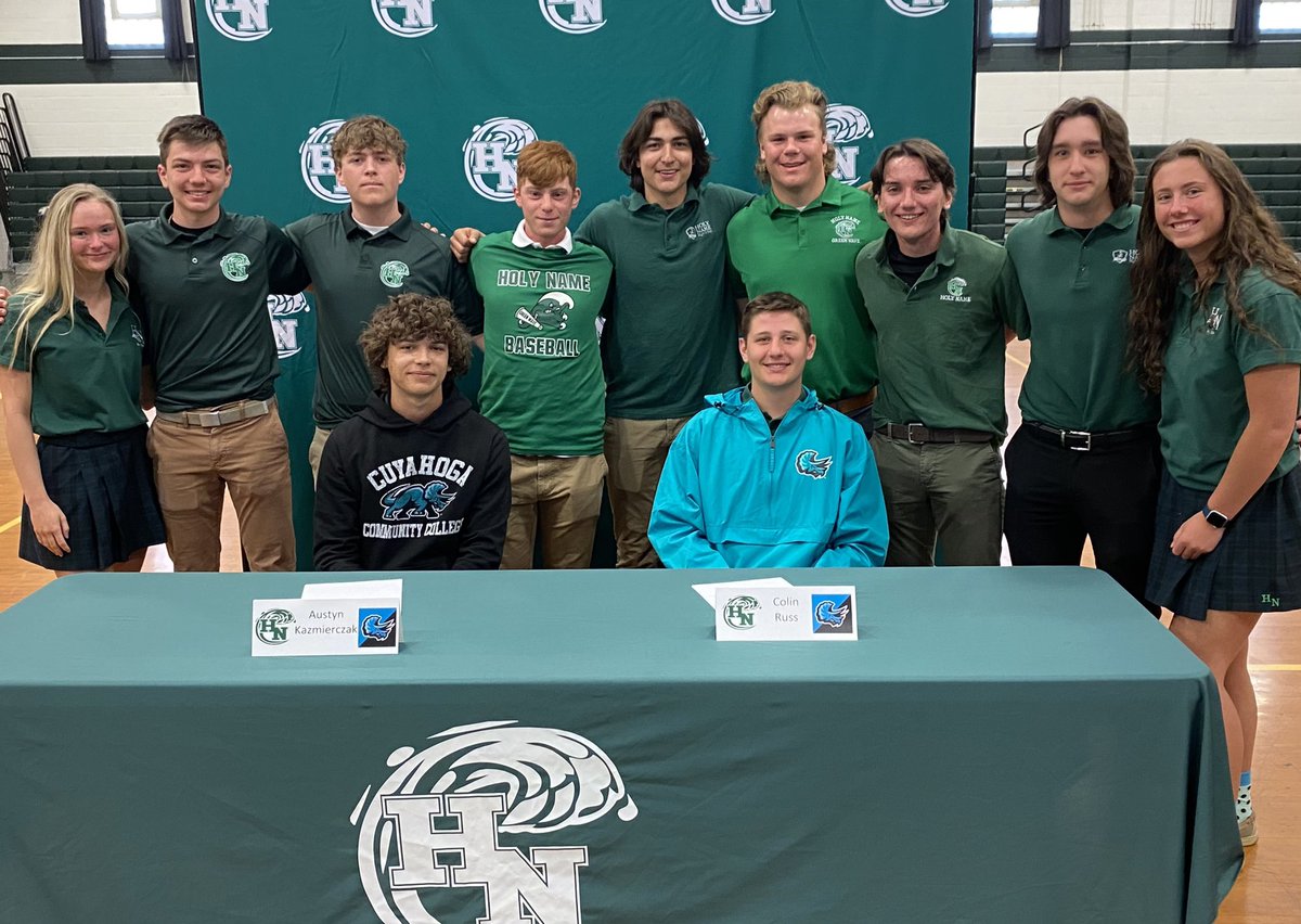 Holy Name Baseball (@hndiamond9) on Twitter photo Congratulations to Seniors Austyn Kazmierczak and Colin Russ on their official signing this morning. Both young men will be attending and playing at Tri-C next fall! Good luck men!
<a href="/NamerAthletics/">Holy Name Athletics</a>
<a href="/HNGreenwave/">Holy Name High School</a>
<a href="/CoachStahlberg/">Kyle Stahlberg</a>
<a href="/NJCAA/">NJCAA</a> Congratulations to Seniors Austyn Kazmierczak and Colin Russ on their official signing this morning. Both young men will be attending and playing at Tri-C next fall! Good luck men!
<a href="/NamerAthletics/">Holy Name Athletics</a>
<a href="/HNGreenwave/">Holy Name High School</a>
<a href="/CoachStahlberg/">Kyle Stahlberg</a>
<a href="/NJCAA/">NJCAA</a>