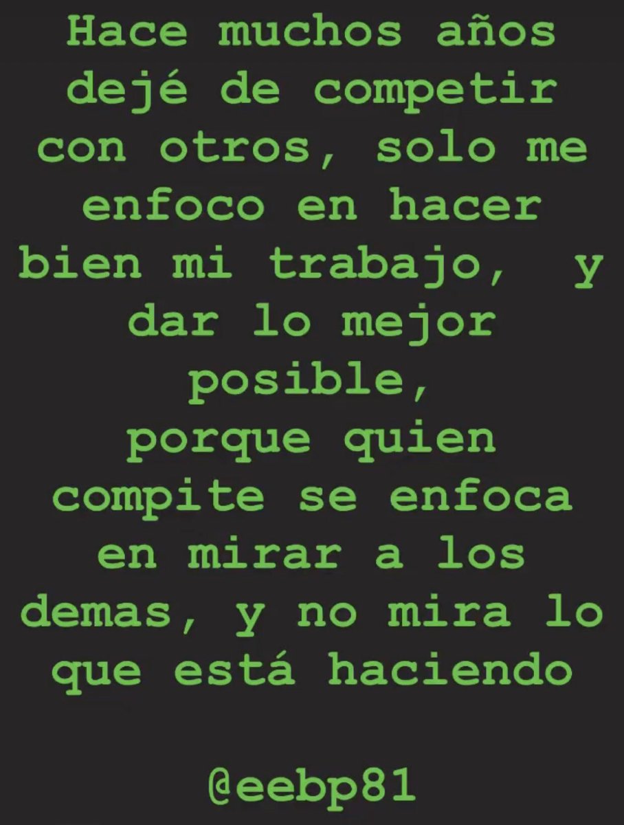 eebp81's tweet photo. Hace muchos años dejé de competir con otros, solo me enfoco en hacer bien mi trabajo, y dar lo mejor posible, porque quien compite se enfoca en mirar a los demás, y no mira lo que está haciendo.. #verdades #instacaja https://t.co/hx5G1roVyk