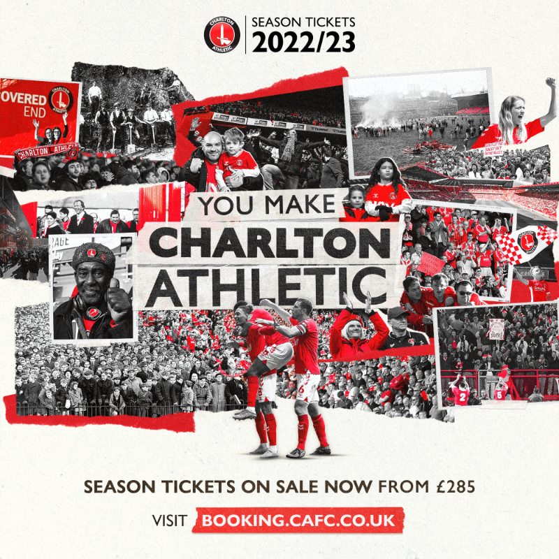 CAFCofficial's tweet photo. 👏 #YouMakeCharlton

The club would like to thank the 6️⃣,4️⃣9️⃣1️⃣ supporters who purchased their 2022/23 season ticket during the early-bird phase.

Season tickets for the campaign are on sale now at Phase Two pricing.

🔴⚪ #cafc | https://t.co/f36HsGcQDw