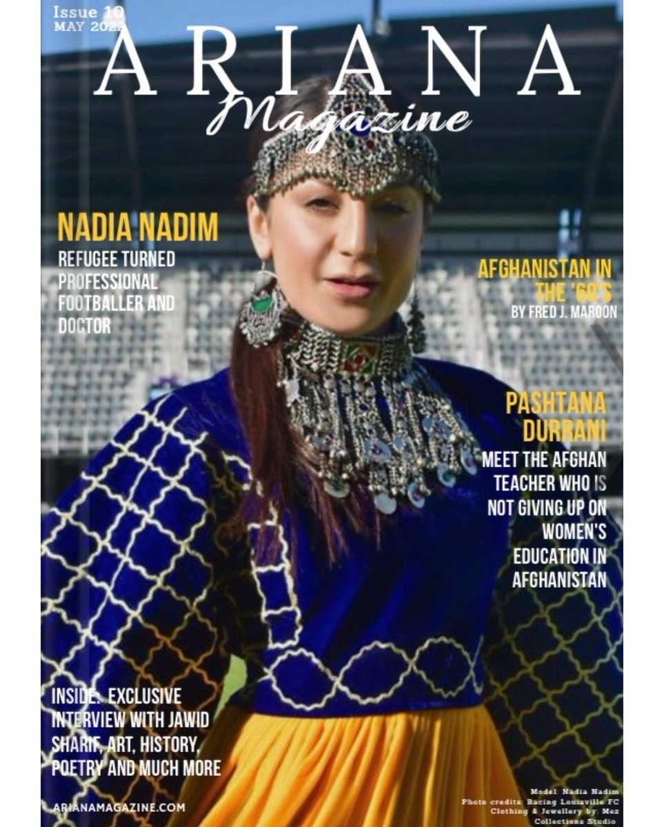 samiraatash's tweet photo. Thank you Ariana Magazine for including me in your latest issue featuring soccer star Nadia Nadim on the cover!
Issue available on https://t.co/SnoCav2sHj
#arianamagazine #Afghanistan #afghan https://t.co/qDshKHAstu