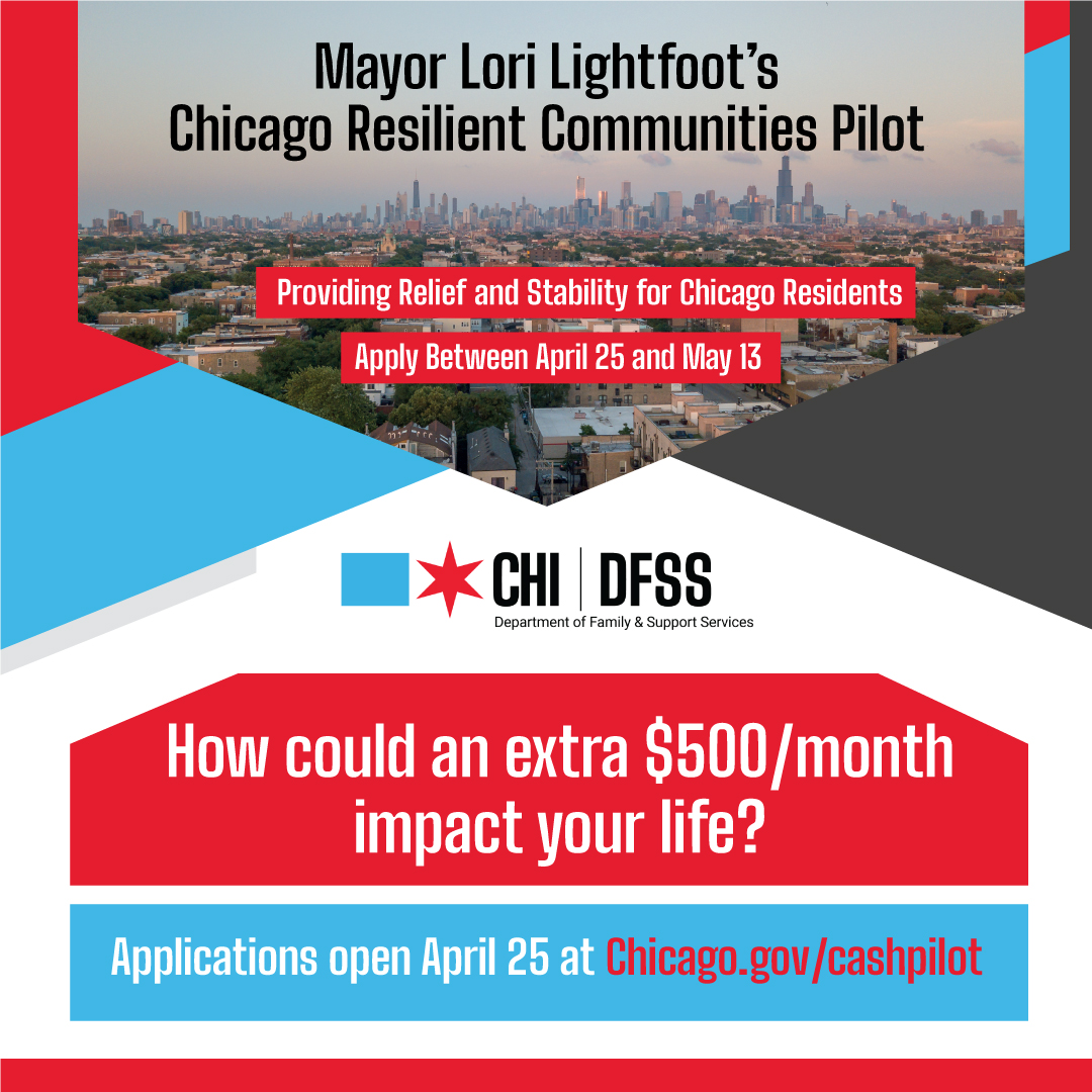 mayorlightfoot's tweet image. 💵 The Chicago Resilient Communities Pilot is now accepting applications to receive $500/month for 12 months. Applications close this Friday, May 13.

Visit: chicago.gov/cashpilot #chicagoresilientcommunities #EconDevWeek22 @ChiFamSupport