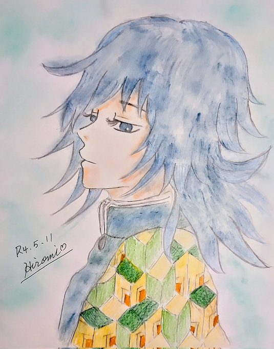 咲紅夜（hiromi）さんがTwitterに投稿した冨岡義勇(鬼滅の刃)のイラスト。