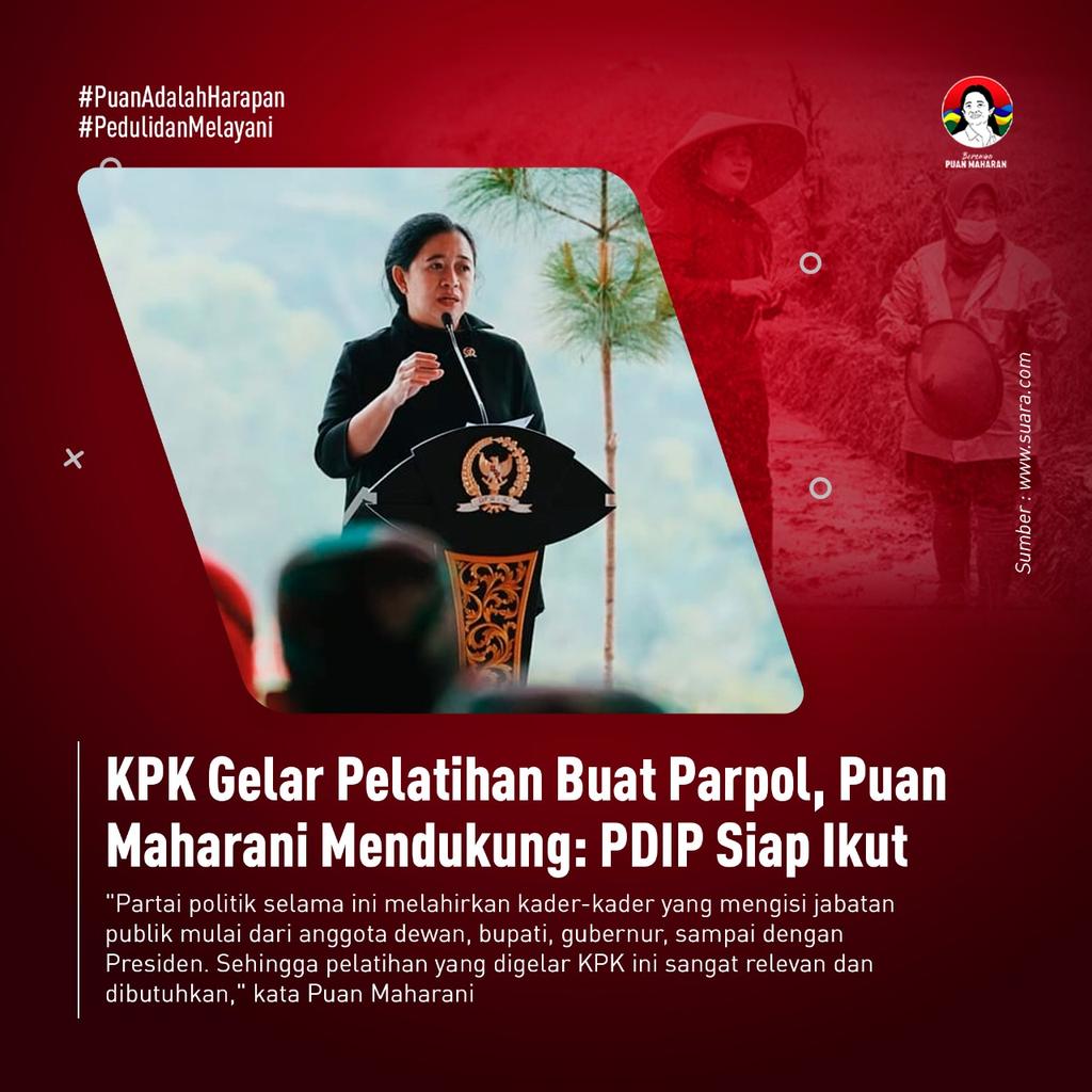 Vitahrz's tweet photo. Puan Maharani mendukung KPK yang menggelar pelatihan buat parpol 
Puan Presiden Kita https://t.co/dUOz8iRVke