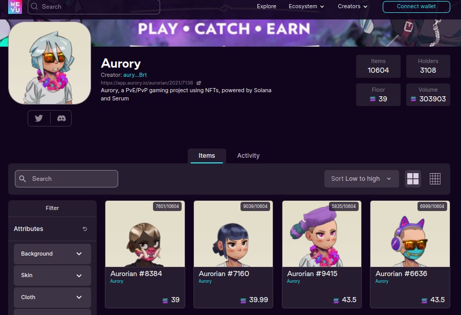 weyuofficial's tweet photo. Did you know @AuroryProject are available to buy and sell on our marketplace? 👀

https://t.co/z1LFIBaNVI

Floor price: 39 SOL
Total Volume Traded: 303903 SOL

We are big fans of Aurory, do you have any yourself? 

Let's see in the comments below 👇

#Aurory #Solananfts #nfts https://t.co/lDhloucHGQ