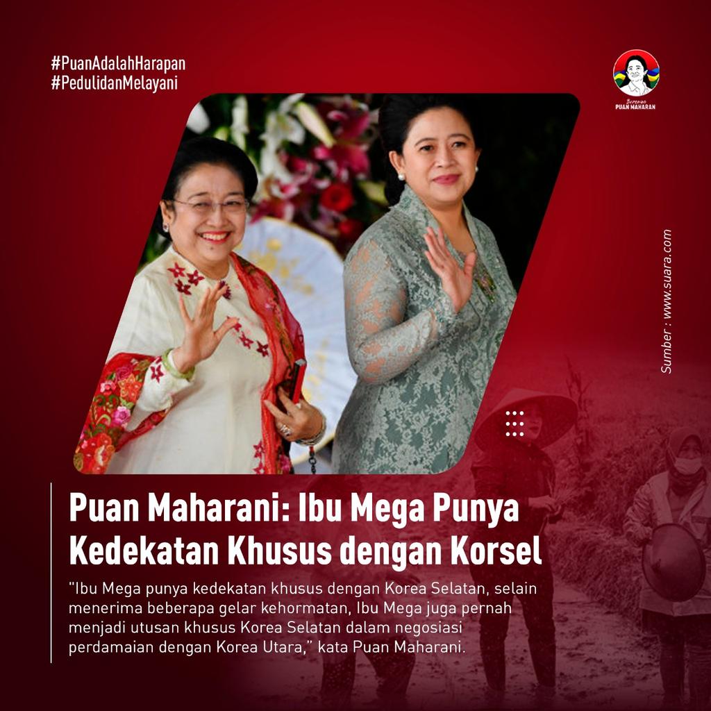 Joanmlk's tweet photo. Puan Maharani mengatakan jika ibu mega memiliki kedekatan khusus dengan korsel
Puan Presiden Kita https://t.co/hizPF8sVoN