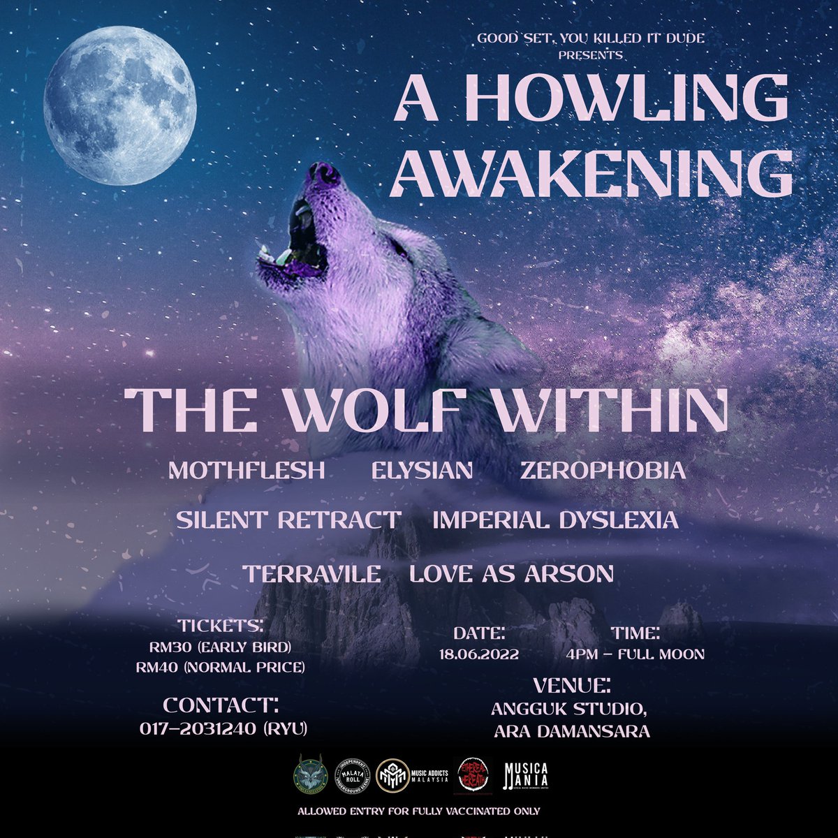 GOOD SET, YOU KILLED IT DUDE presents "A Howling Awakening" in collaboration with fresh metalcore act The Wolf Within showcasing their latest releases live for the first time! Early bird tickets are available now so get yours quick!