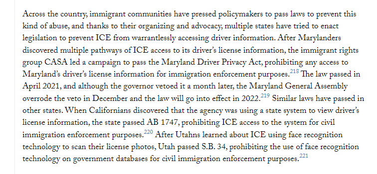 cathrynannpaul's tweet photo. Our @CASAforall campaign to pass the #DriverPrivacyAct highlighted in the #AmericanDragnet report. So proud of this victory. MD is a leader in protecting the privacy of immigrants &amp; all Marylanders. Now, Congress needs to shut down the domestic surveillance agency that is ICE. https://t.co/RkfeR6D6gD