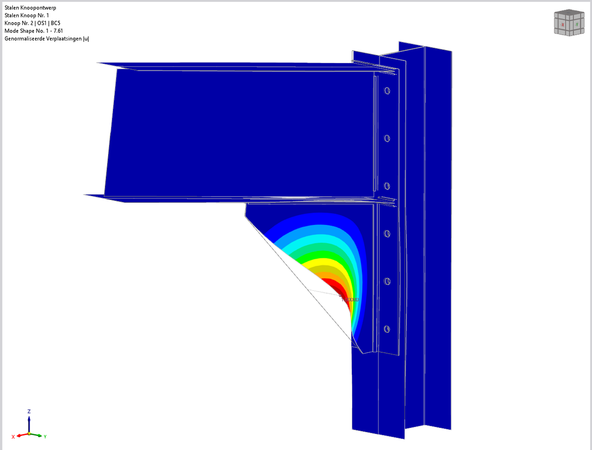 Plooien van de coupe in RFEM 6 Steel Joints.

In Steel Joints wordt met eindige elementen de krachtswerking en de knik-/plooivormen bepaald. Vervolgens wordt volgens de Eurocode EN 1993-1-8 per component de weerstand bepaald en gecontroleerd met de optredende spanningen/krachten.