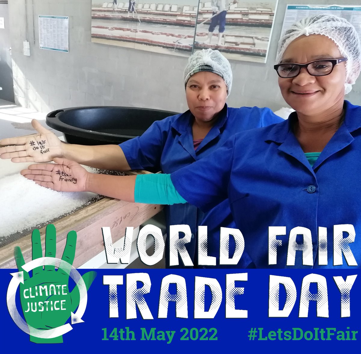 TurqleTrading's tweet photo. Our producer, @BrittGeach is ready to celebrate World Fair Trade Day on Saturday. Are you?
@WFTO_FairTrade 

#turqlebrands #climateaction #fairtrade #salt #ecofriendly #sustainability #madeinthecape #climatejustice #LetsDoItNow #fairtradeday #wftd2022 #salts #westcoast #velddrif https://t.co/wuqH5aMsK1