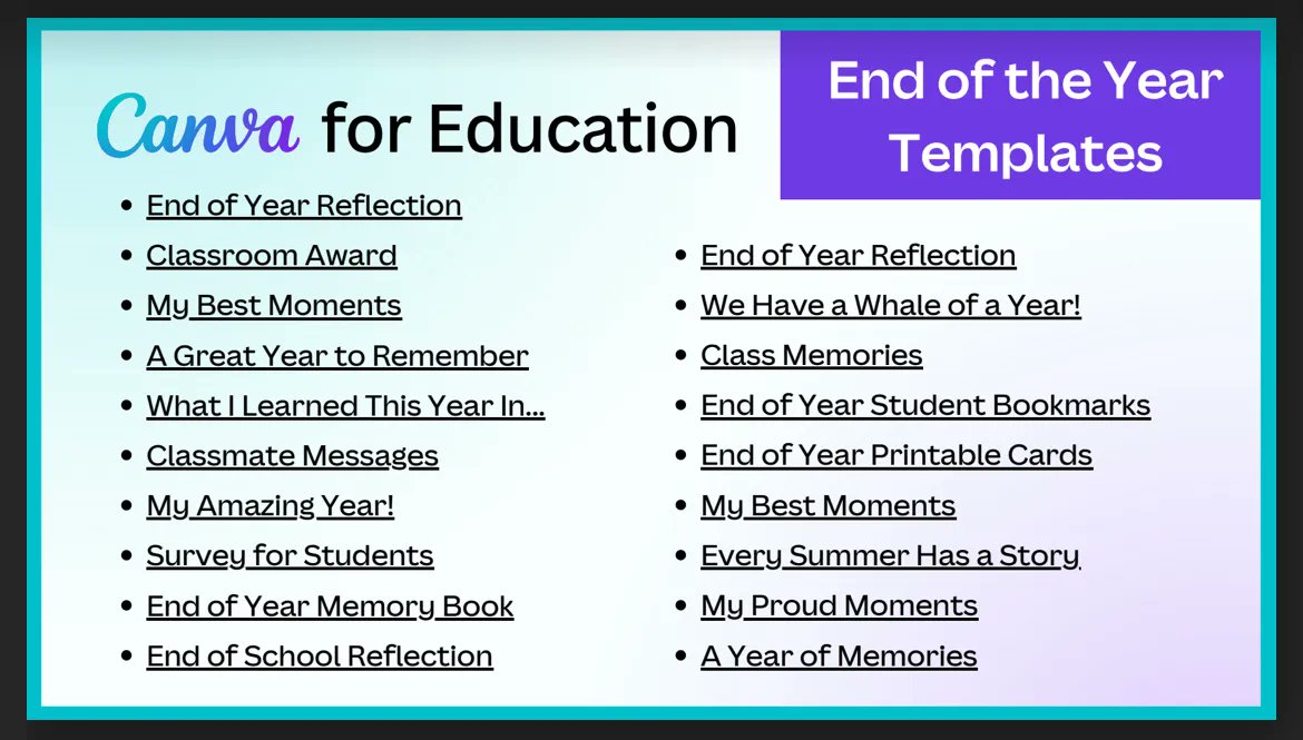 ShellTerrell's tweet photo. End of the Year @Canva Templates and Student Activities via @JennaDawson28 🍎 https://t.co/wbzNgFEsl8 https://t.co/FCbUMr7qLi