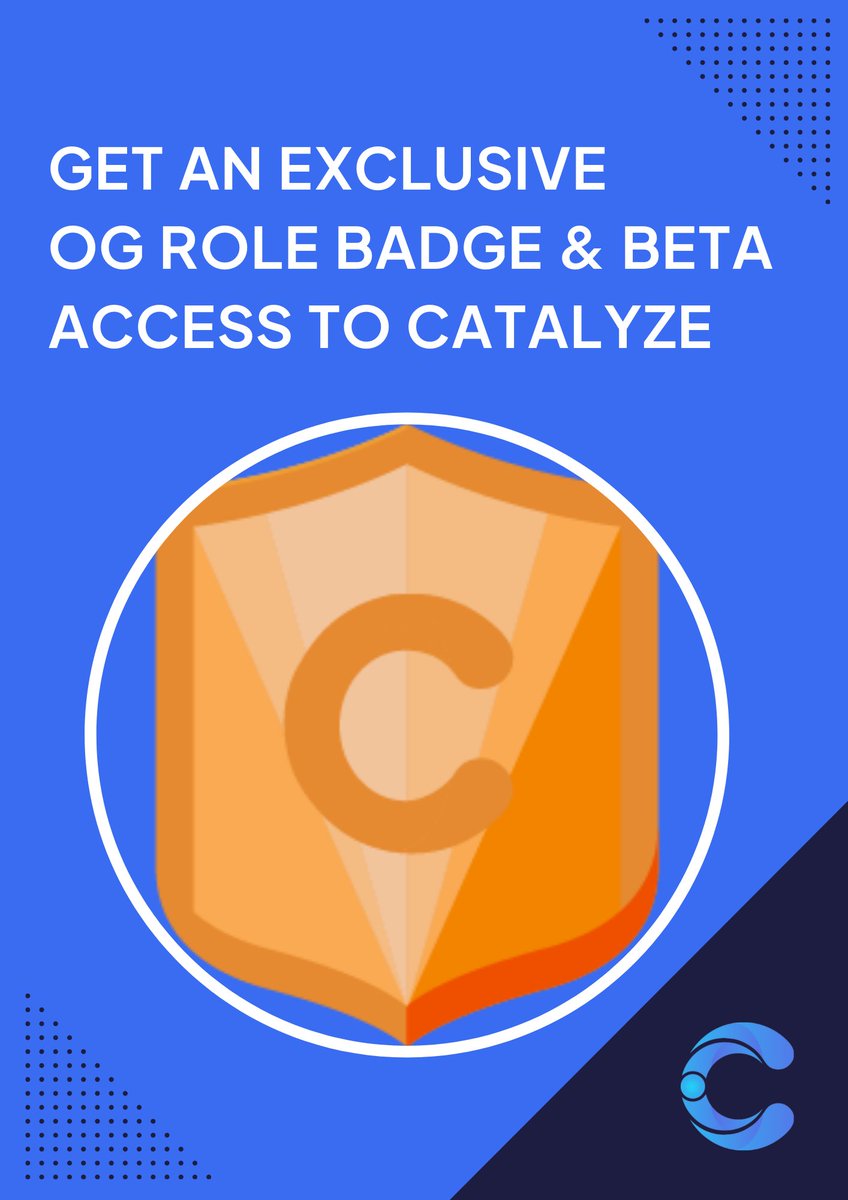 catalyze_one's tweet image. Tomorrow, we will be opening Discord for a limited amount of people. We want to recognize the first adopters with OG roles and early access to Catalyze. We will do it through a traditional “first comes, first serves” game to make it more fun!
#Web3 #Discord #Blockchain #Crypto