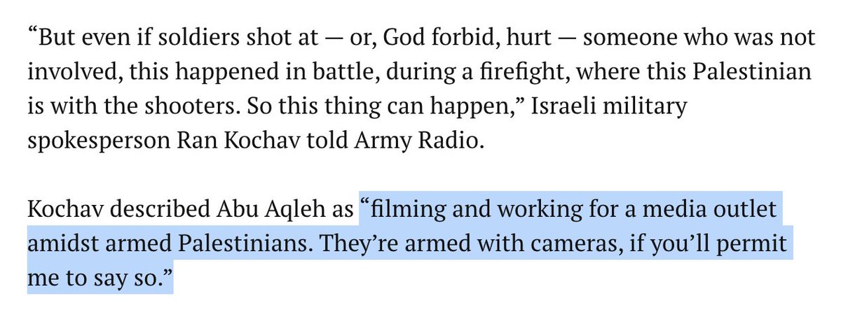 "They are armed with cameras"

Every journalist should read this.

This is the Israeli Military