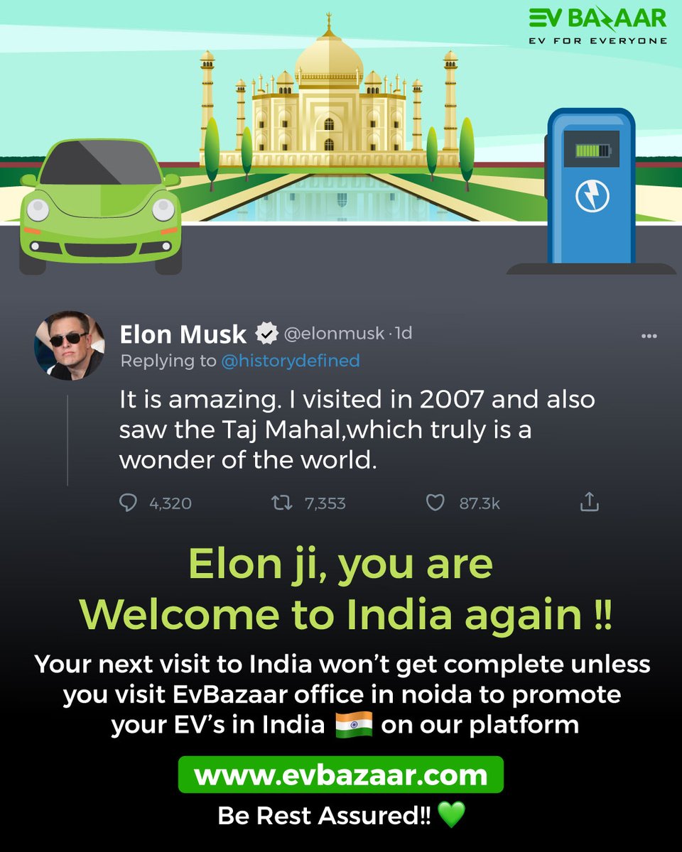 EvBazaar's tweet photo. To sell Electric vehicles EvBazaar is a place to be.๐
Visit https://t.co/ptdM5ZHRSP, first ever 360ยฐ platform for all you EV needs.๐ค
Follow @EvBazaar for latest updates on EV World.โก
#elonmusk #electricvehicle #electricscooter #ev #evindia #tesla #ola #evs #evbazaar https://t.co/t6ZmDbCKl8