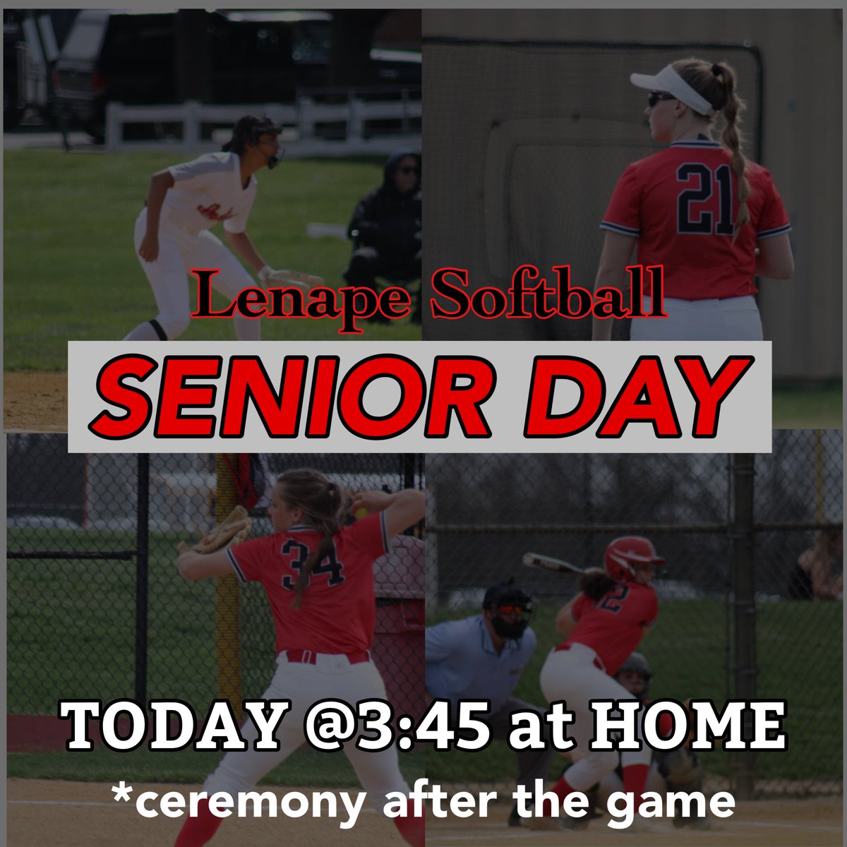 LenapeSoftball's tweet photo. SENIOR GAME TODAY‼️‼️ HOME @ 3:45 vs CH East🚨Huge game for us today, with a win we clinch the conference🔥Come support us &amp; our seniors at the ceremony after the game!!! #rolltribe #lenapesoftball https://t.co/pKygOloz0i
