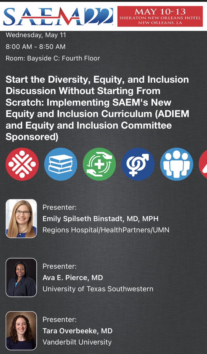 aL'Ai alvarez, MD (@alvarezzzy) on Twitter photo Rise and Shine, #SAEM22! Check out the launch of the Equity and Inclusion Committee's #DEI Curriculum in collaboration with <a href="/SAEM_ADIEM/">SAEM ADIEM Academy</a>. This repository offers structured curricula to advance #equity and #inclusion in the workforce.
#whatdoctorslooklike #doctorsarehumanstoo Rise and Shine, #SAEM22! Check out the launch of the Equity and Inclusion Committee's #DEI Curriculum in collaboration with <a href="/SAEM_ADIEM/">SAEM ADIEM Academy</a>. This repository offers structured curricula to advance #equity and #inclusion in the workforce.
#whatdoctorslooklike #doctorsarehumanstoo