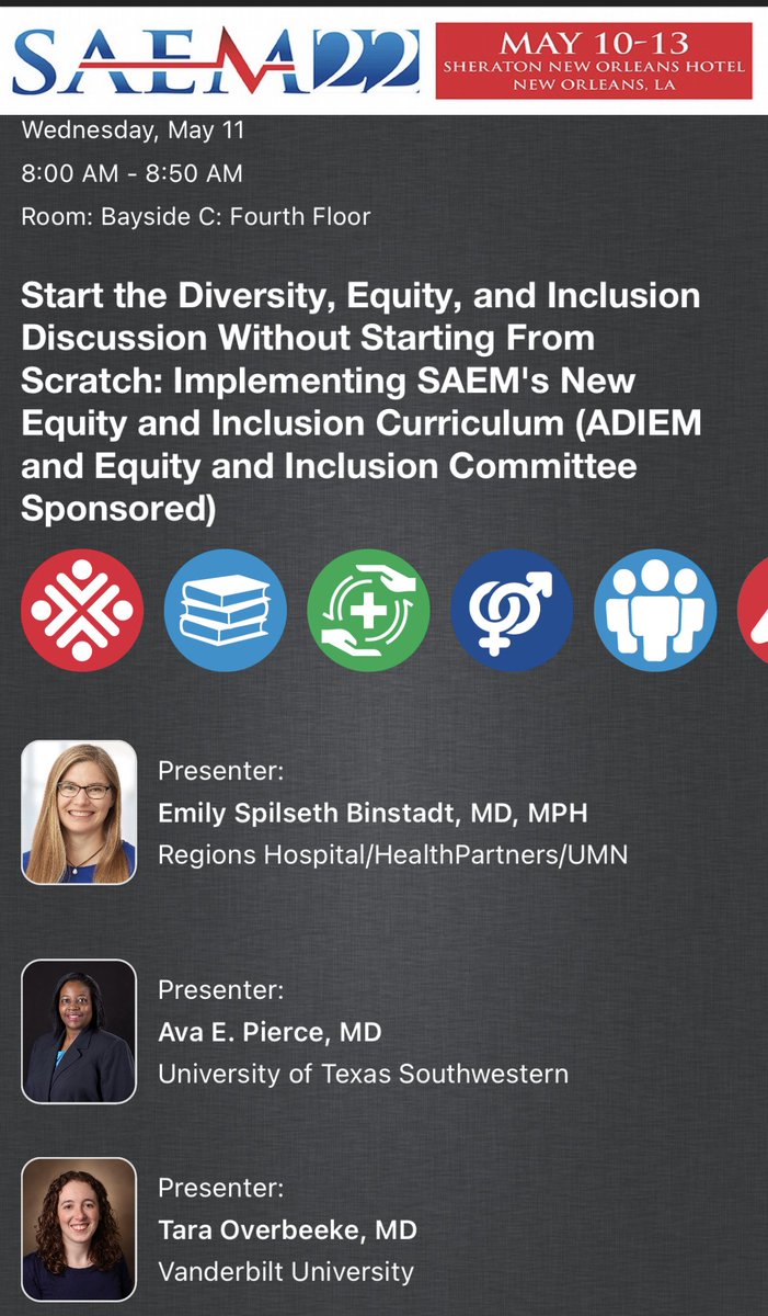 Rise and Shine, #SAEM22! Check out the launch of the Equity and Inclusion Committee's #DEI Curriculum in collaboration with @SAEM_ADIEM. This repository offers structured curricula to advance #equity and #inclusion in the workforce. #whatdoctorslooklike #doctorsarehumanstoo