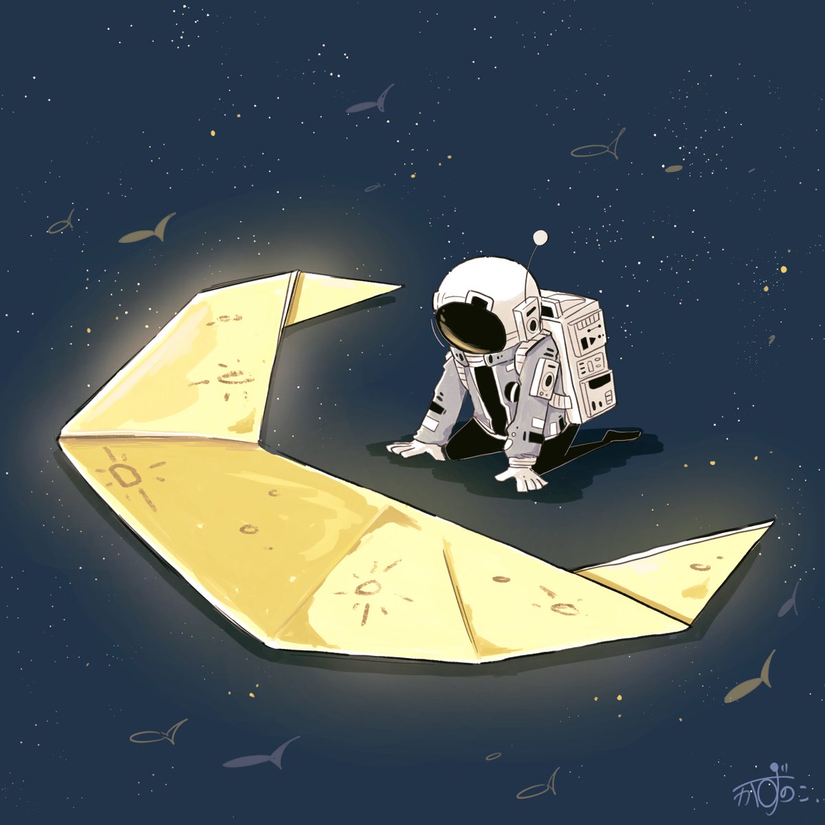 space signature solo space helmet spacesuit star (sky) fish  illustration images