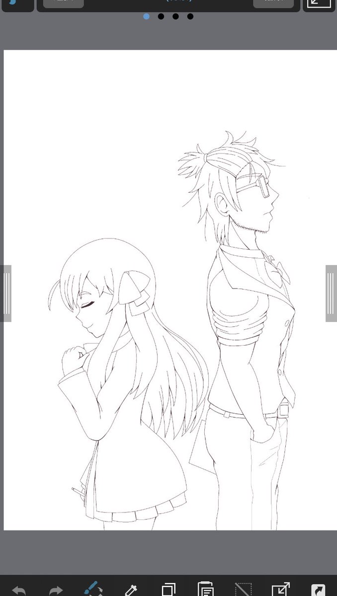 新刊の表紙の線画描けました
ここから色々手を加えていい感じにしていけるよう頑張ります🙃 