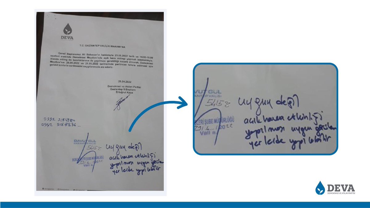 smsttnsarigul's tweet photo. Her yönüyle fiyasko...
İlk önce izin verilen miting için sonra evrakta tahrifat yapılarak yasaklandı. DEVAnın yükselişinden bu kadar korkmanız istikametimizin ne kadar doğru olduğunu gösteriyor. 
#devaengellenemez https://t.co/UVkpB0Zf9R