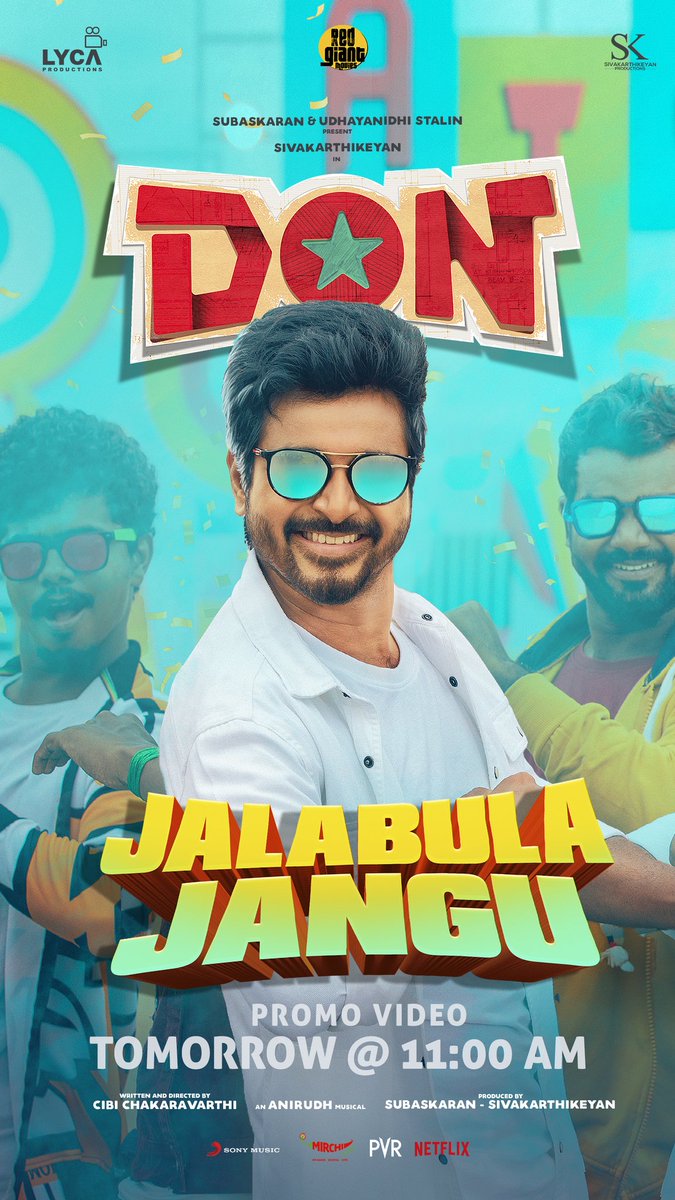 SKProdOffl's tweet photo. Wanna see a glimpse of #Jalabulajangu!? 

A promo will be releasing tomorrow at 11 AM 🕺💃

#DONfromMay13

@Siva_Kartikeyan @KalaiArasu_ @Udhaystalin @LycaProductions @RedGiantMovies_ @Dir_Cibi @anirudhofficial @priyankaamohan @SonyMusicSouth https://t.co/9F8g6M82c0