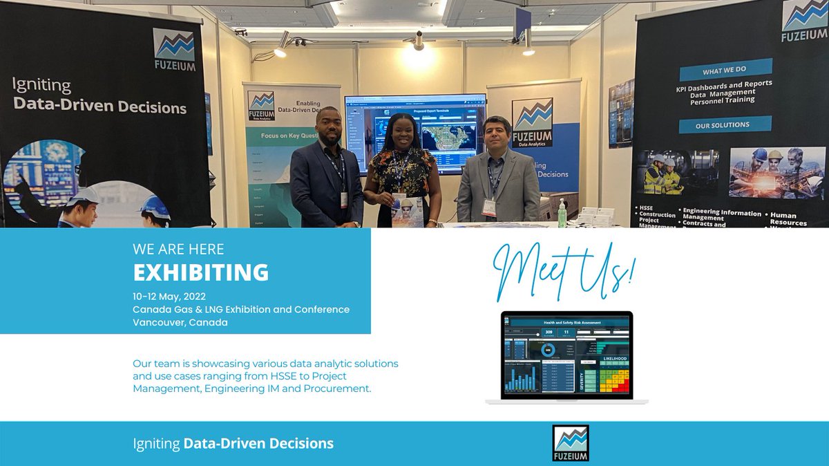 fuzeium's tweet photo. It's Day 1 of the Canada Gas &amp; LNG Conference and we are here exhibiting!

#dataanalytics #LNG #gas #supplychain #project #canada #dataanalytics #kpireports #kpidashboards #vancouver #cglng https://t.co/p6AjWNFlQv