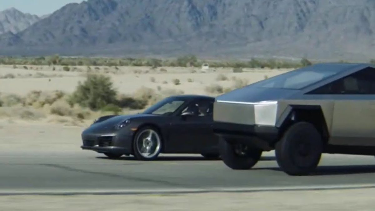 At the unveiling, Musk showed a video of a Cyber Truck drag racing a Porsche 911. The crowd audibly gasps when the truck zips past the high-speed sports car.He goes on to explain that it goes from 0-60 MPH in 2.9 seconds - roughly the same as a Lamborghini.