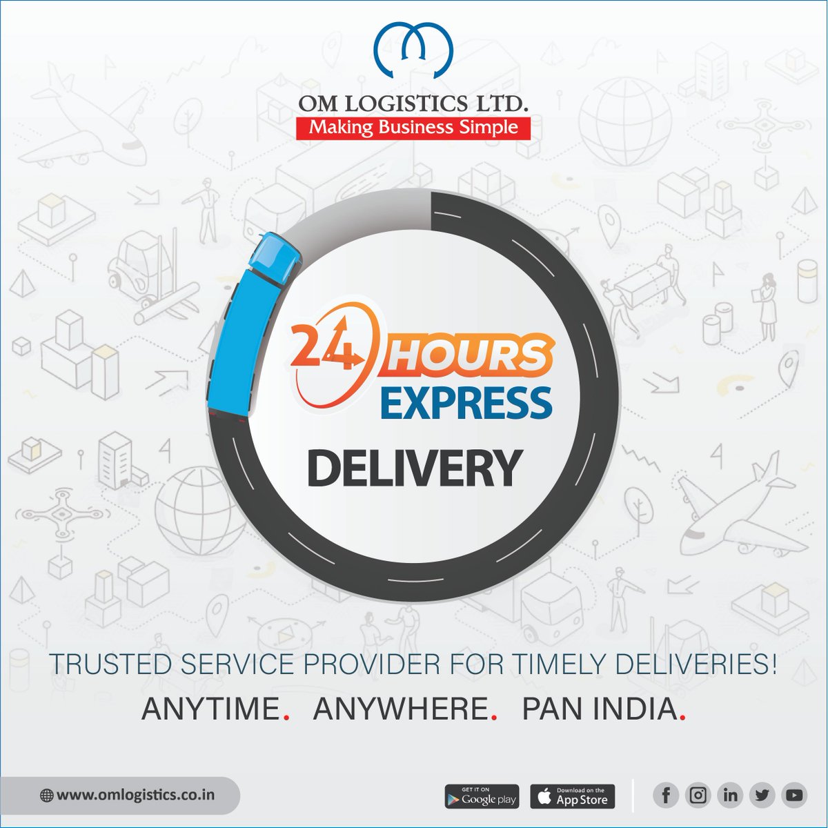 OmGroupOfficial's tweet photo. Om Logistics Ltd is a trusted service provider for same day express deliveries, anytime and anywhere, pan India to push your business into the right direction. 

Realtime tracking, and value for money service!

#ExpressDelivery #omlogistics #SCM #logistics https://t.co/vMVu4ni5J6
