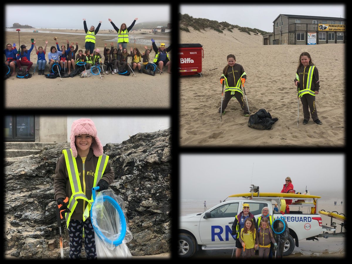 guidingcornwall's tweet photo. Saturday the 7th of May 2022 saw Perranporth &amp; Goonhaven Brownies and Guides take on the Litter Picking Legends challenge!
The litter pick took place on Perranporth beach with equipment lent to the event by #CleanCornwall partnered with #Biffa.
#litterlegends #girlguidingcornwall https://t.co/fQrdmDxYgs