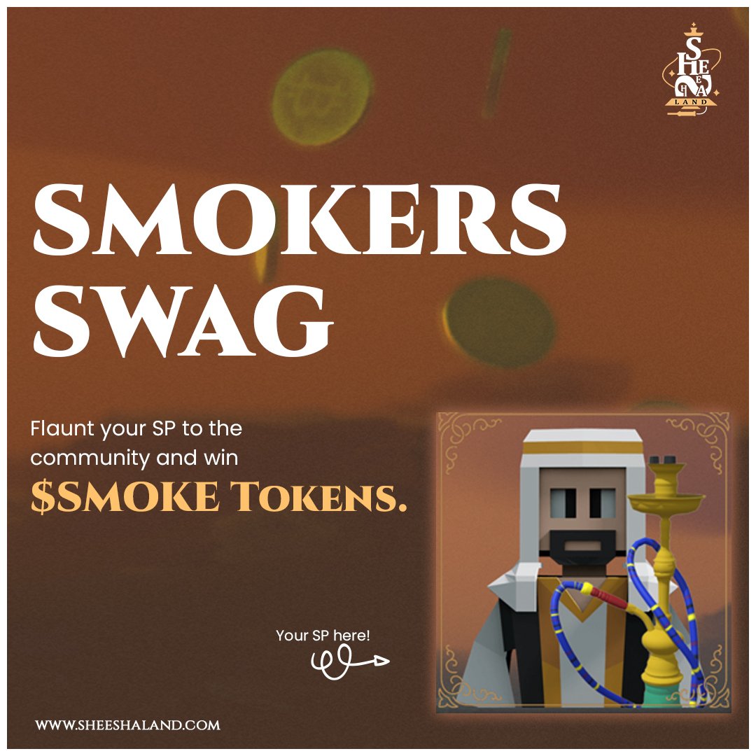 Sheeshaland_'s tweet photo. Gone are the days of DP(Display Picture), now flaunt your SP (Smoking Picture) to the community.
Every user to upload SP to their twitter profile will receive free airdrop of $SMOKE tokens.
Show your SMOKER SWAG to the world!

#smoke #NFT #PlayToEarn #Metaverse #sheeshaland https://t.co/TmdebcpvZ5
