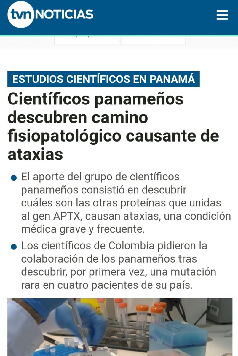 ICMPanama's tweet photo. Investigadores panameños de descubren en colaboración con equipo de investigadores de Colombia camino fisiopatológico causante de ataxias @SNI_Panama @senacyt 

Ver entrevista completa por @tvnnoticias  en :

 https://t.co/9Xznag46cN https://t.co/86sUaAcUK4