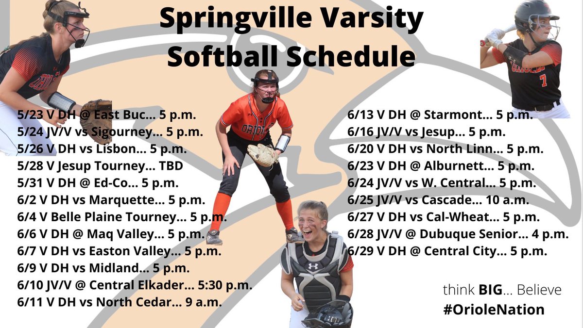 2022 Varsity game schedule! Hope to see a great crowd cheering on our Orioles this summer! #ThinkBigBelieve #OrioleNation